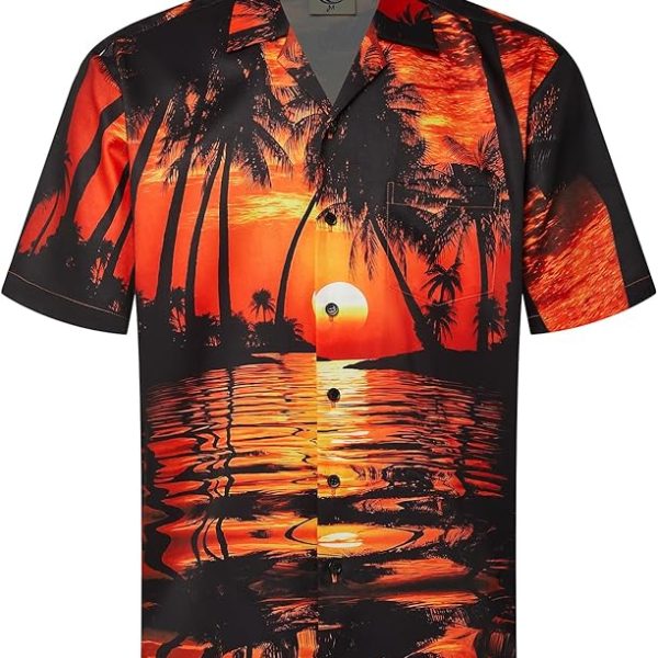 Hardaddy Men's Hawaiian Shirt Short Sleeves Coconut Printed Button Down Summer Beach Casual Shirts