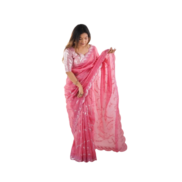 Women's Banarasi Dupatta Indian Ethnic Summer Wedding Party Outfit Pakistani Saree/Sari/Shari Set Embossed Quick Dry Traditional